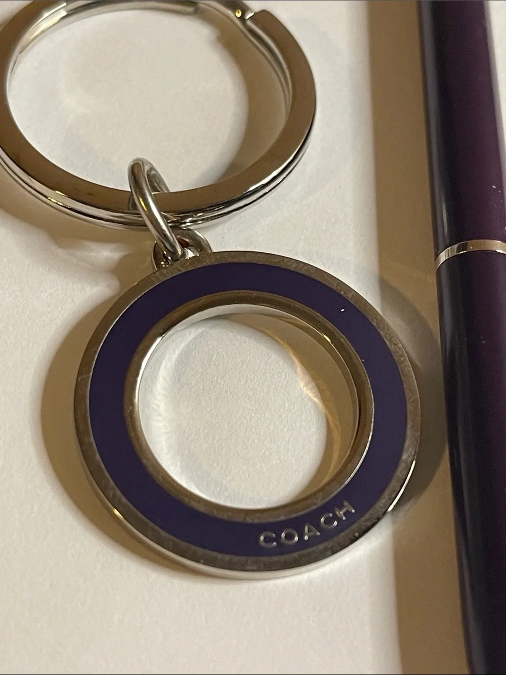 Coach Deep Purple Enamel Keyring Charm and Coach Pen